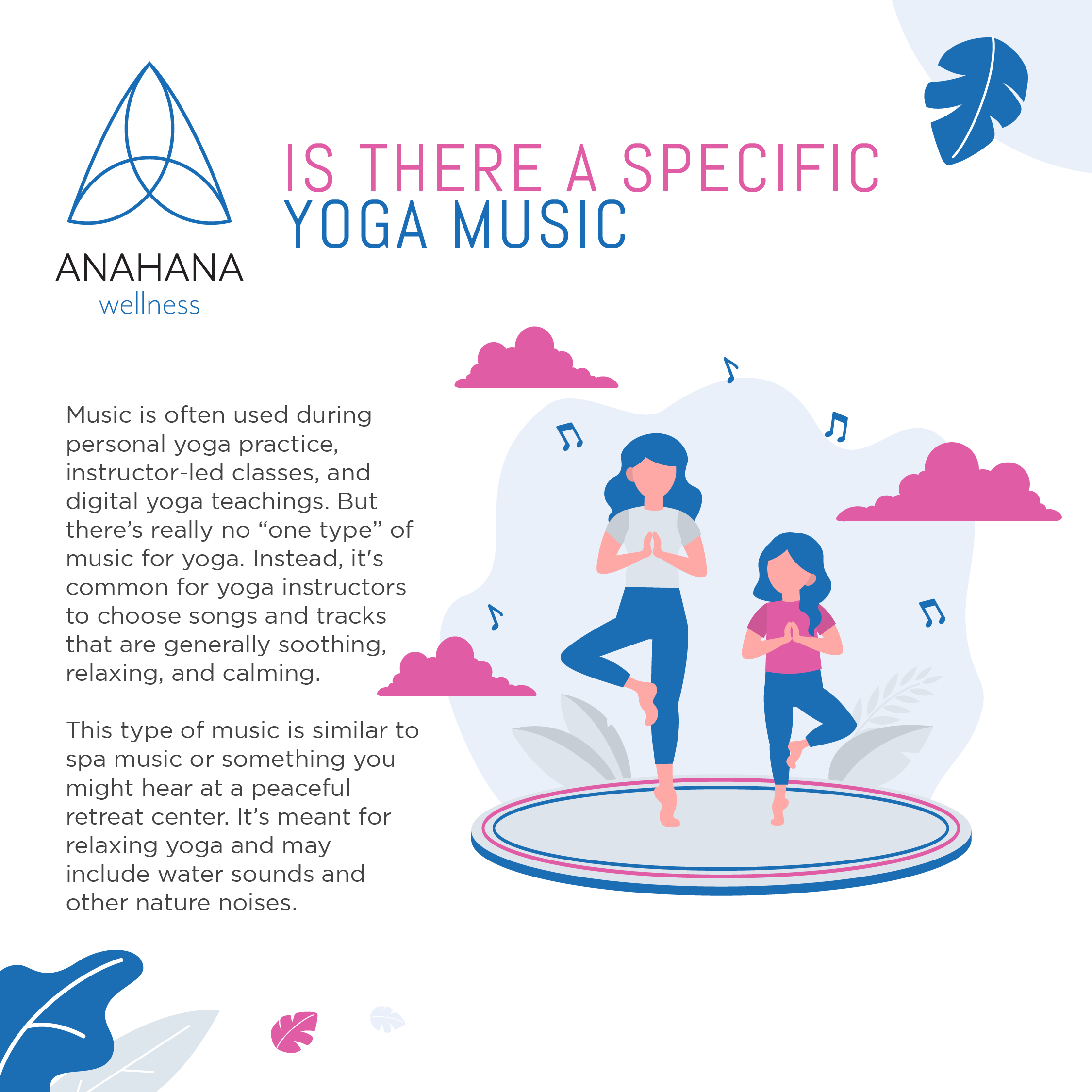 A mother and daughter practicing yoga listening to yoga music