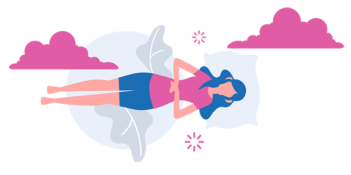 kvinna som ligger på rygg och utövar yoga nidra, för förbättrad sömn