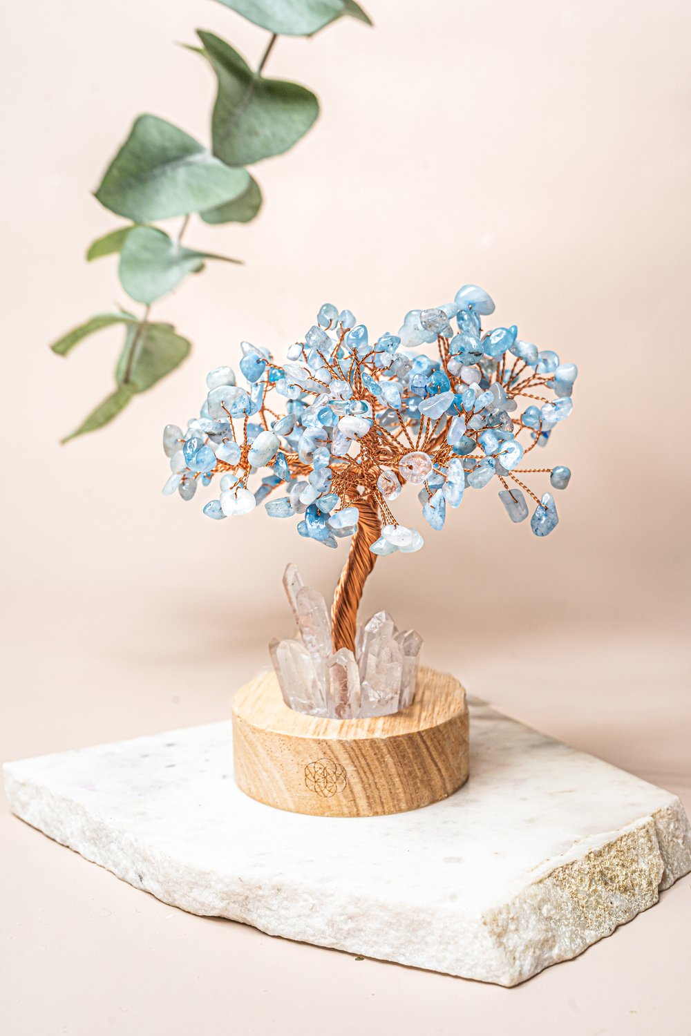 beautiful angel protection lamp made out of aquamarine