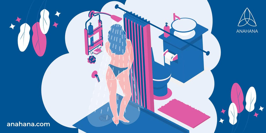 illustration of a woman taking a cold shower