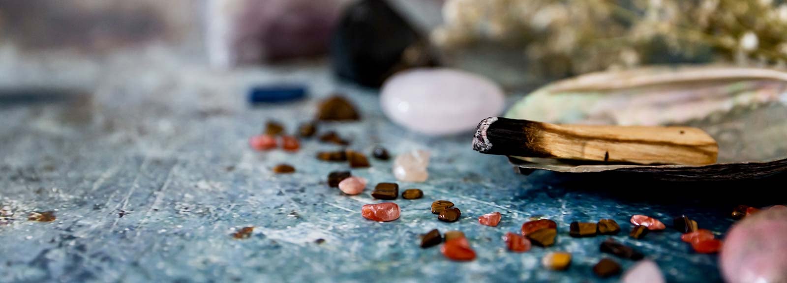 colorful healing crystals and stones