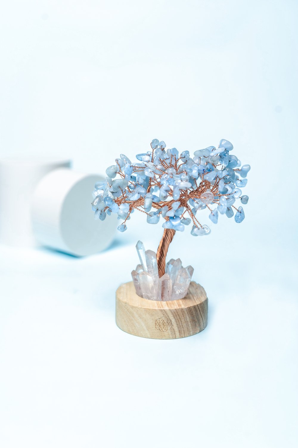 angel lamp made out of aquamarine