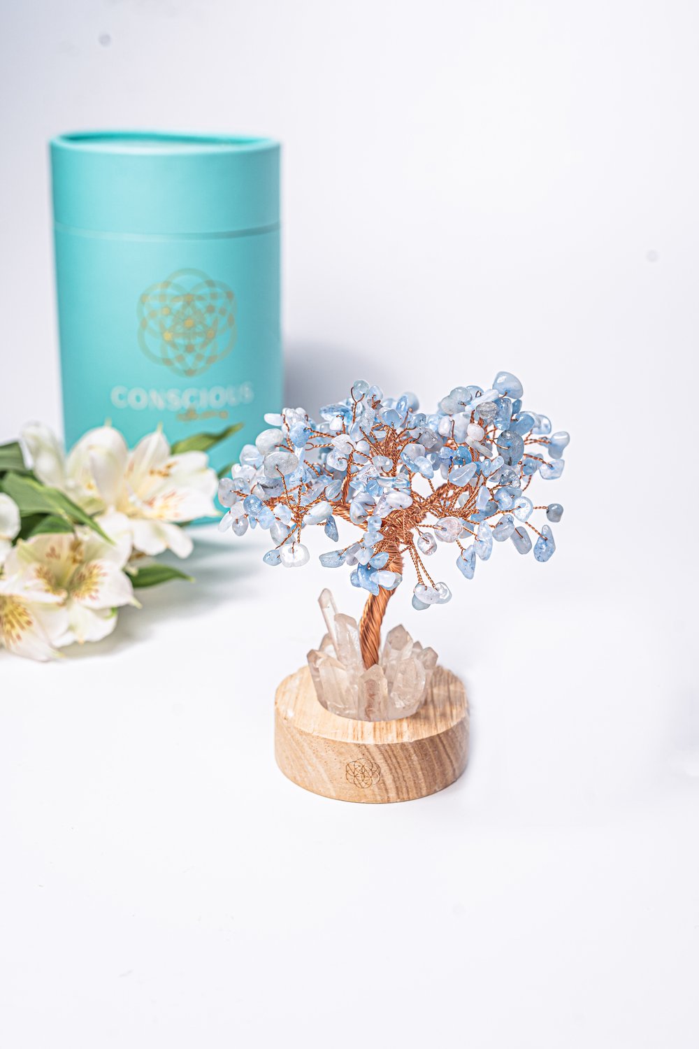 angel protection lamp made out of aquamarine