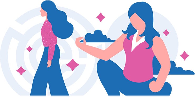 two women practicing meditation