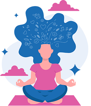 woman sitting in lotus pose performing mindful breathing