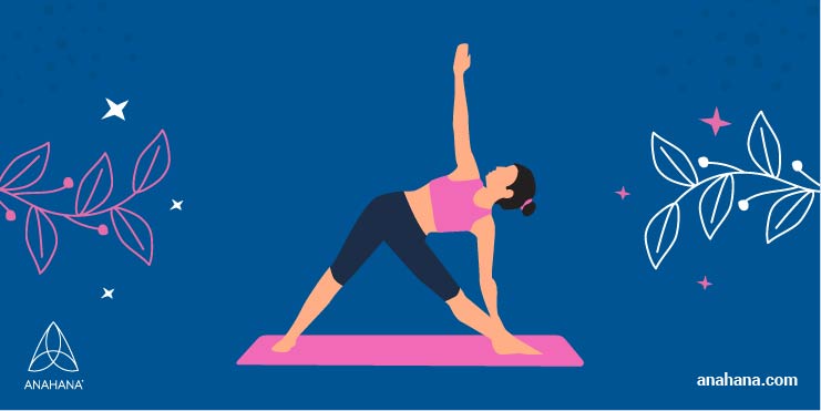 Ilustracja kobiety wykonującej Utthita Trikonasana, przedłużoną pozę trójkąta