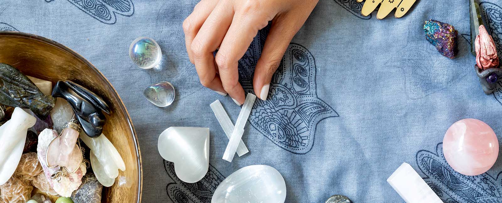 different selenite crystals