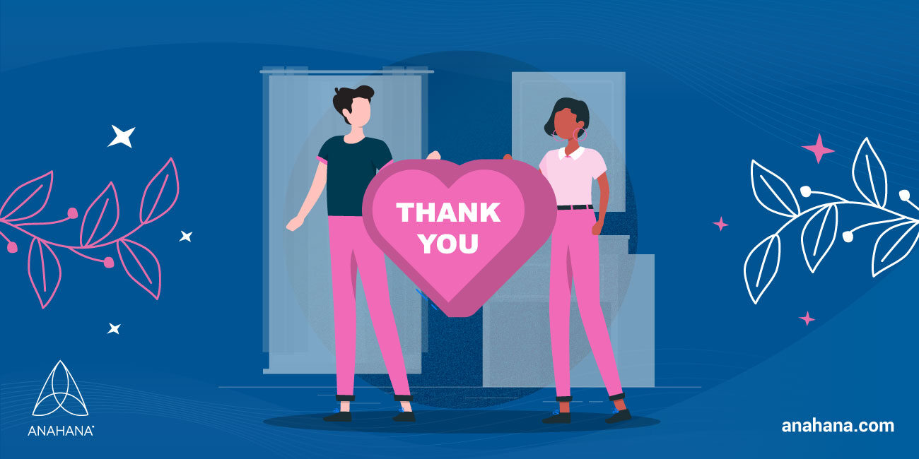 illustration of two women showing gratitude