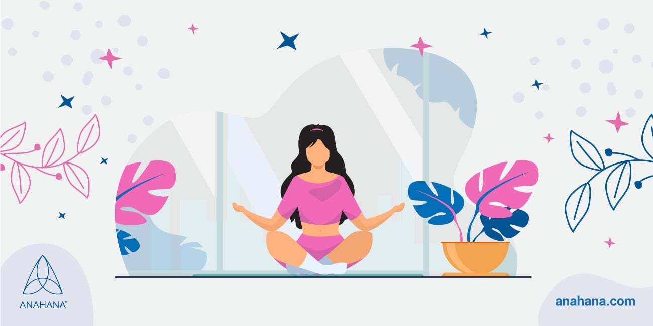 ผู้หญิงนั่งและฝึกการผ่อนคลายกล้ามเนื้อแบบก้าวหน้า