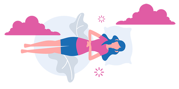 grapic of girl laying on her back practicing yoga nidra