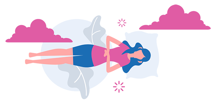 grapic of girl laying on her back practicing yoga nidra