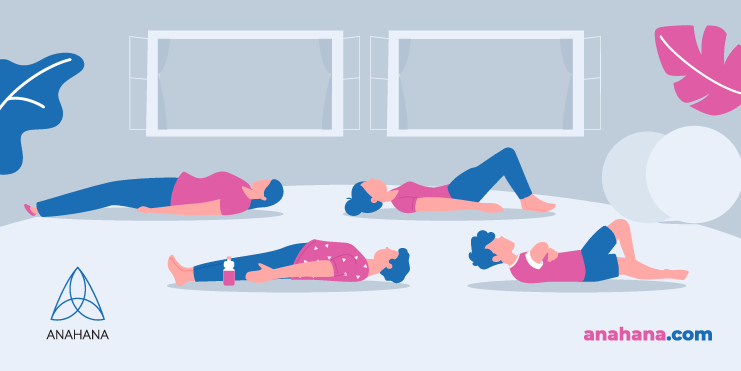 illustration of a group practicing yoga nidra