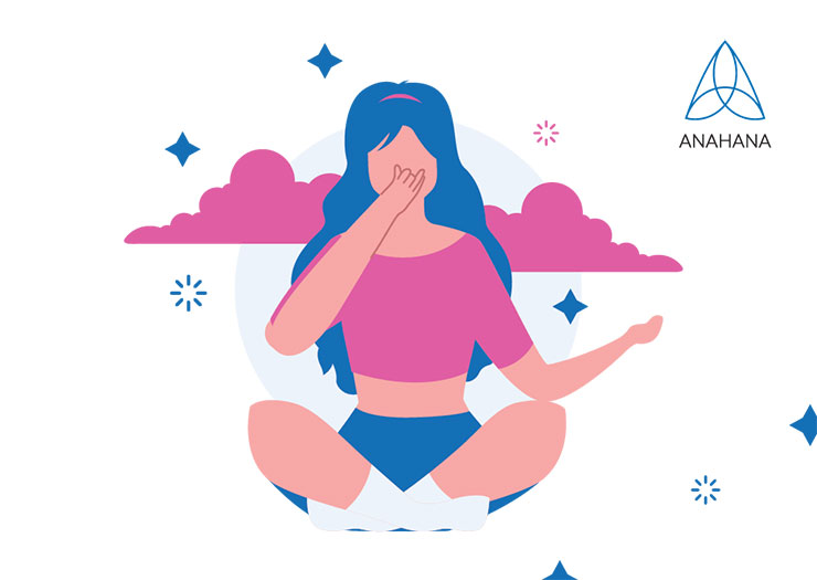 ผู้หญิงทำการหายใจสลับรูจมูก