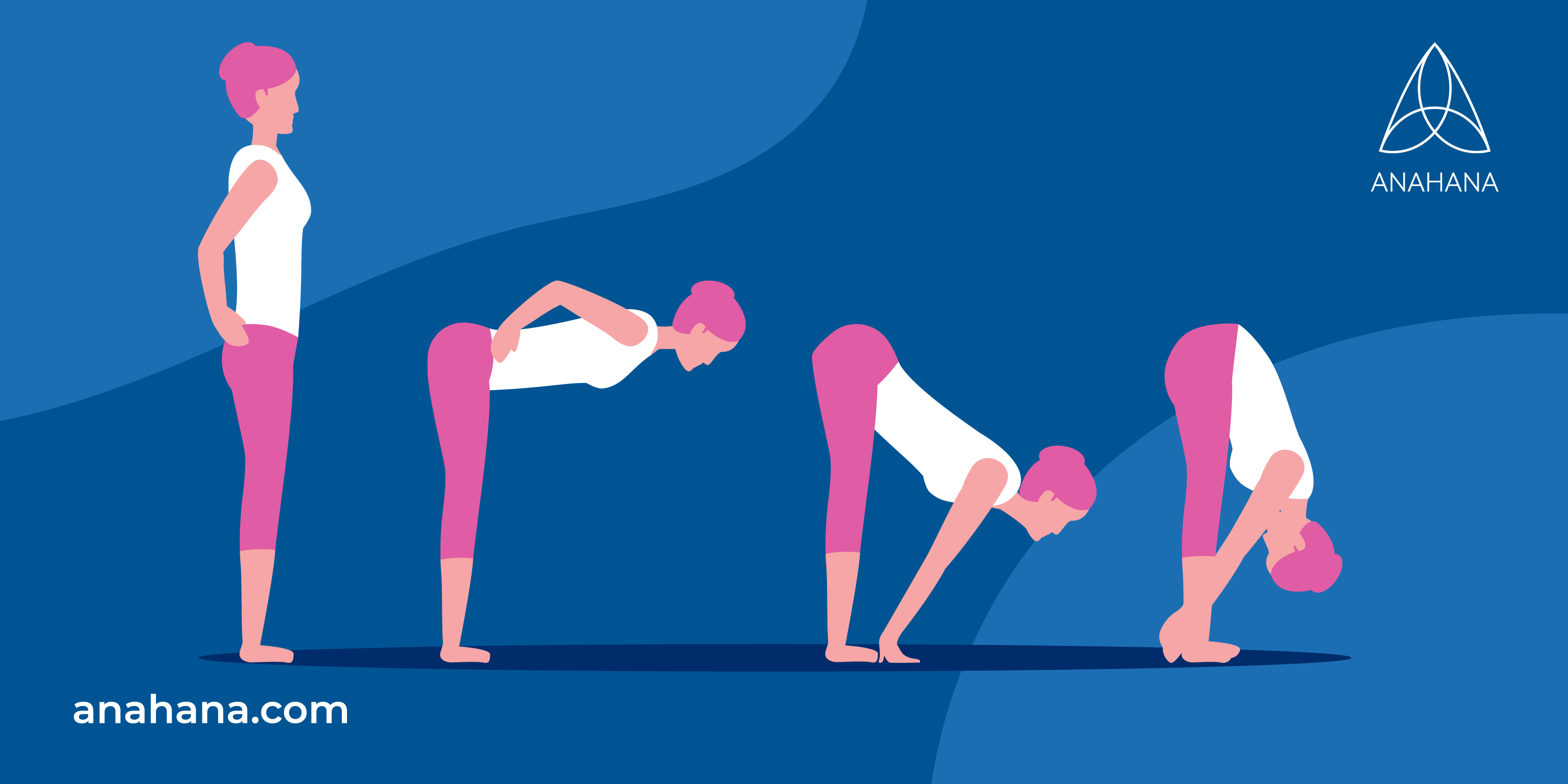 illustration of a woman doing standing forward fold, uttanasana